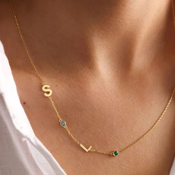 Ladies' Initial Necklace with Birthstone