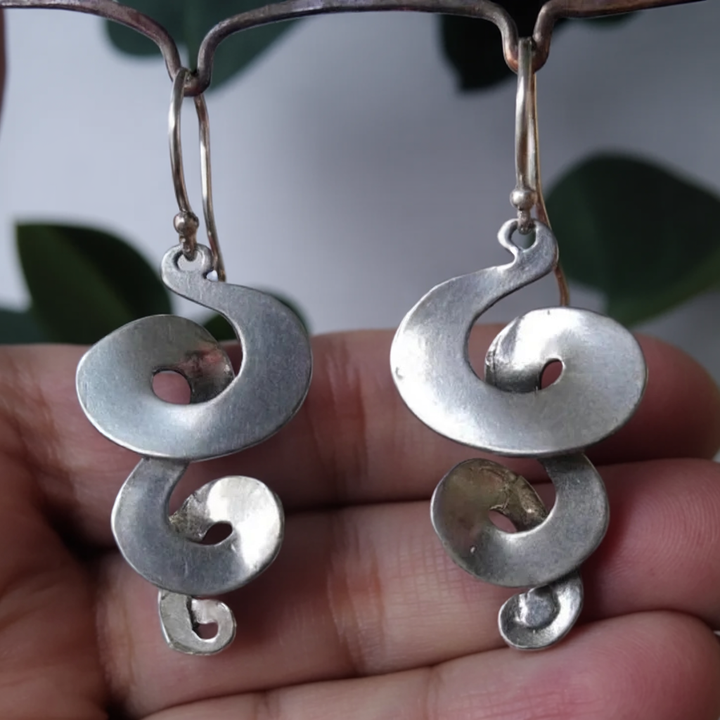 Vintage Spiral Silver Earrings