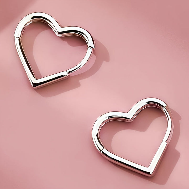 Heart-shaped stainless steel earrings in gold colour
