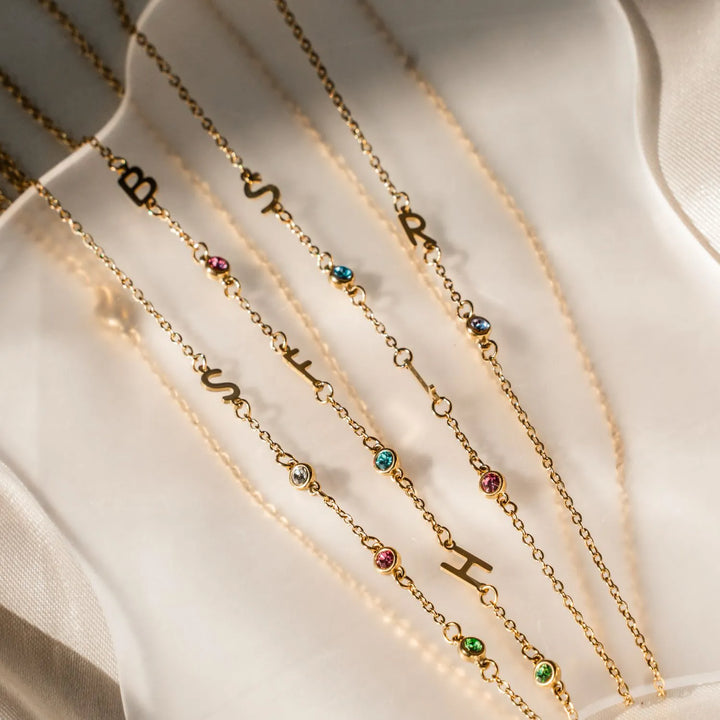 Ladies' Initial Necklace with Birthstone