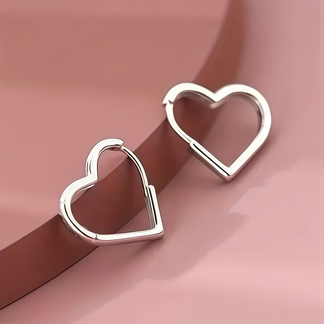 Heart-shaped stainless steel earrings in gold colour