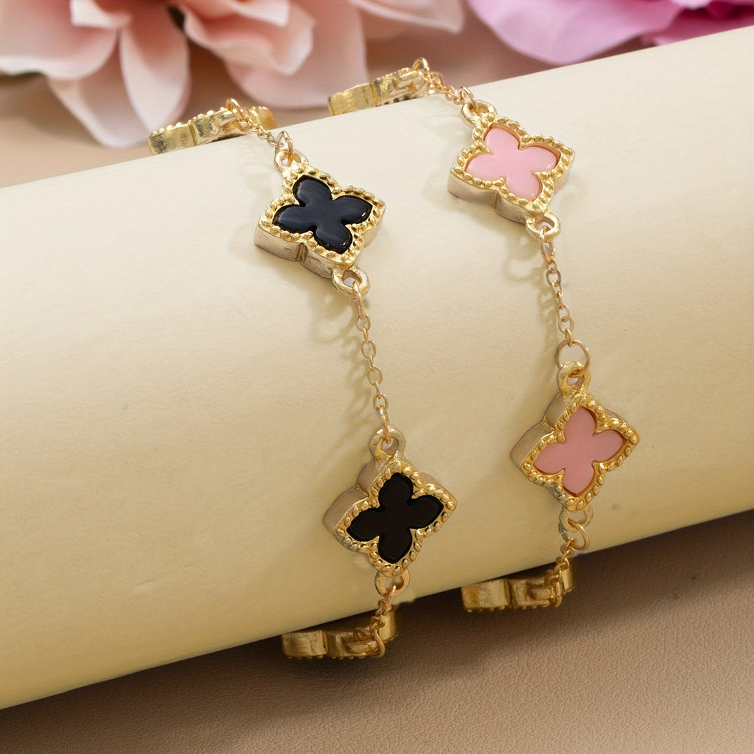 Elegant bracelets with a four-leaf clover for good luck
