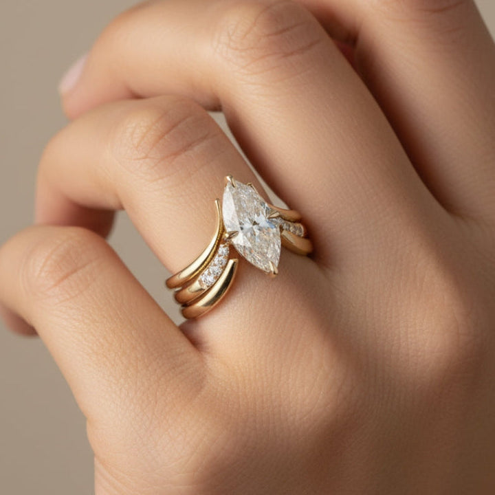 Gold Ring with Hanging Crown