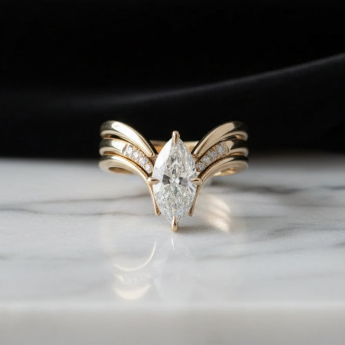 Gold Ring with Hanging Crown
