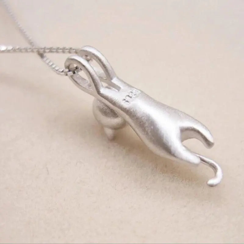 Playful Cat Necklace in 925 Silver