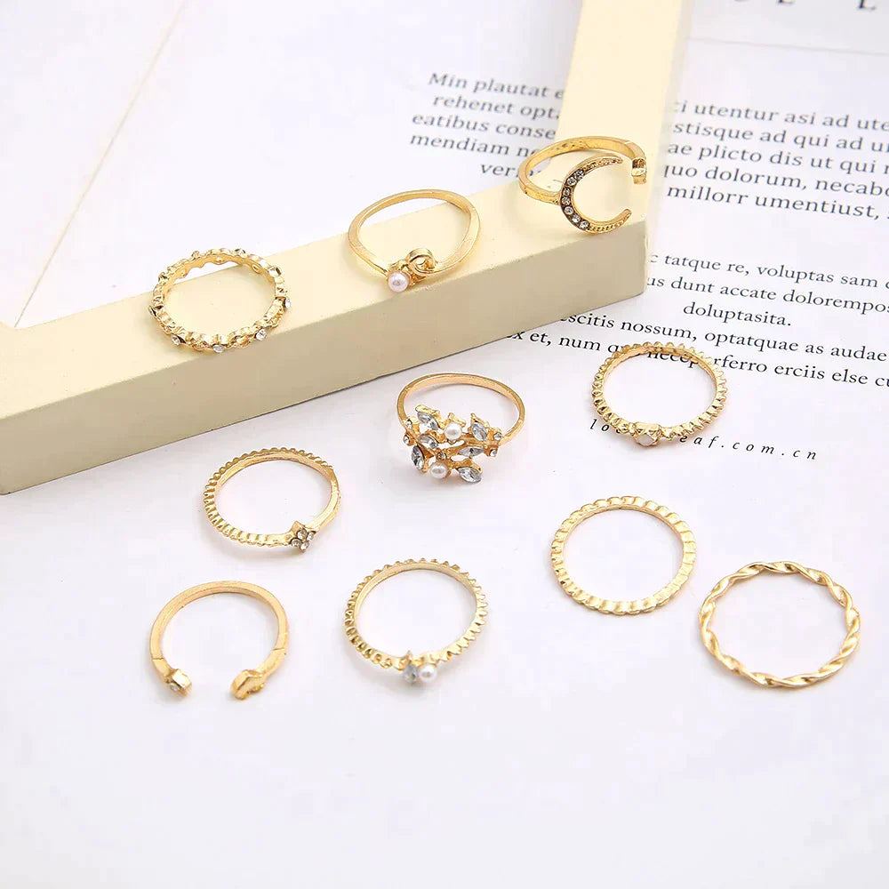 Packaging of 10 Bohemian Rings in Silver and Gold