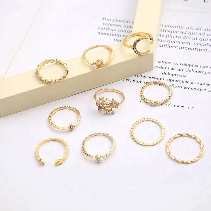 Packaging of 10 Bohemian Rings in Silver and Gold