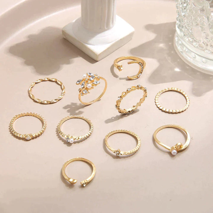 Packaging of 10 Bohemian Rings in Silver and Gold