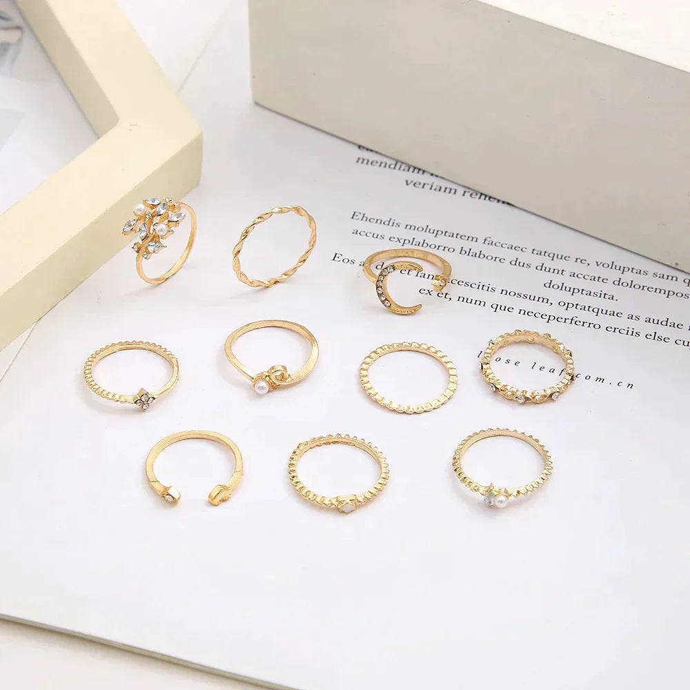 Packaging of 10 Bohemian Rings in Silver and Gold