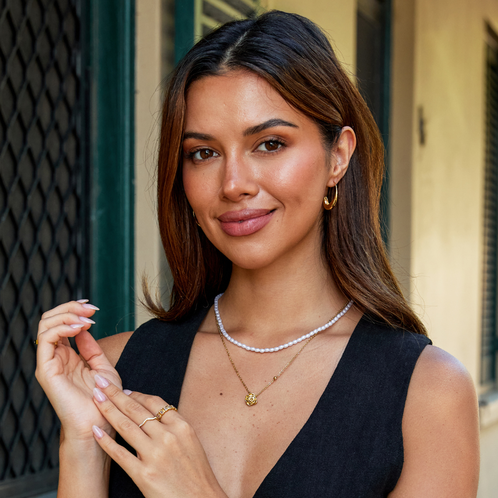 Necklace with a Gold Rose Pendant