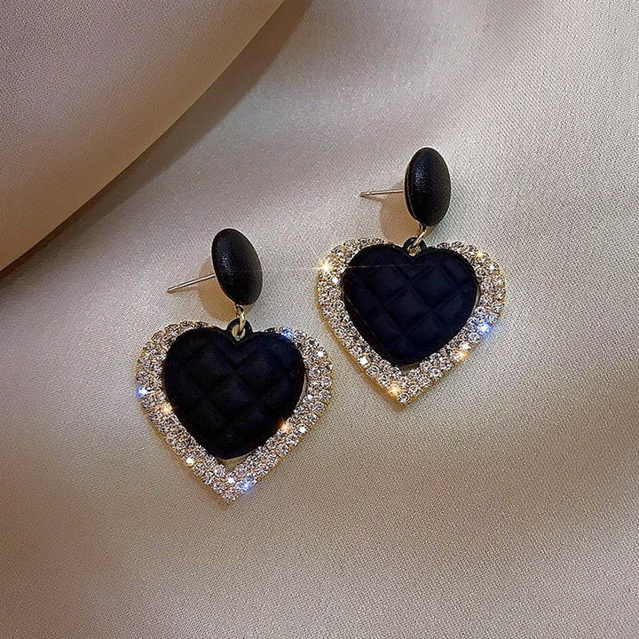 Black Heart - Gold Earrings