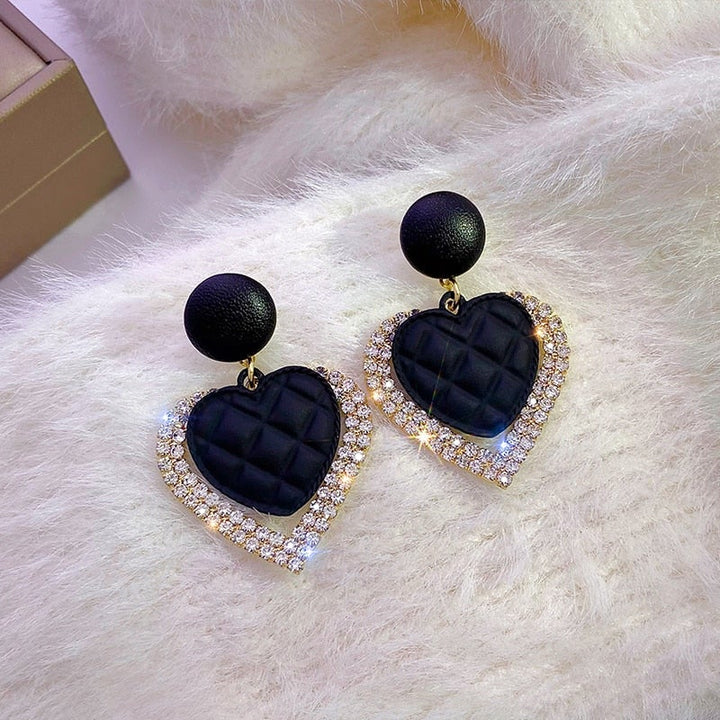 Black Heart - Gold Earrings