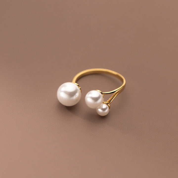 Adjustable Ring with Three Freshwater Pearls