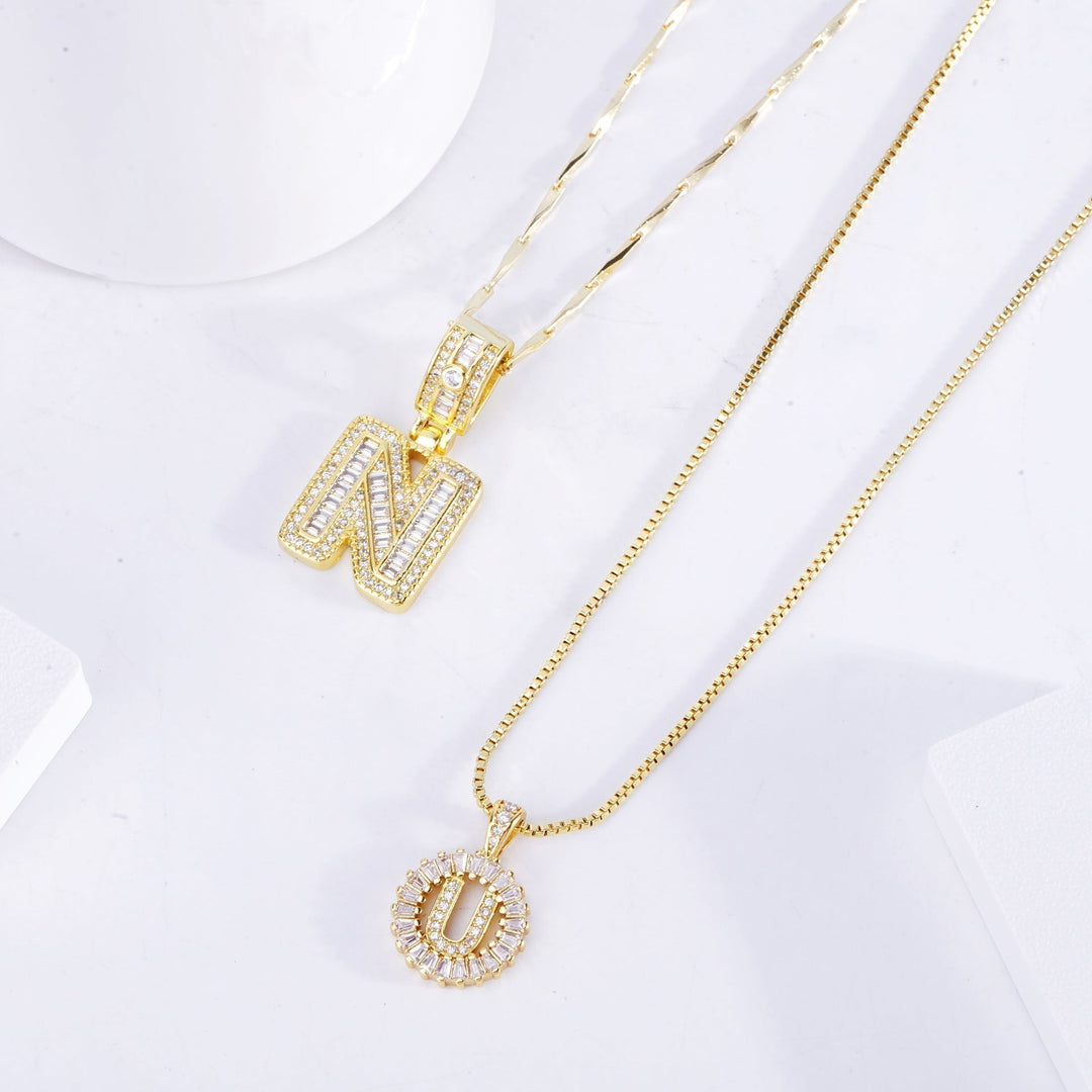 Necklace with Initials in Moissanite
