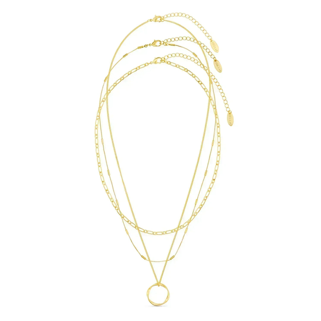 Open Circular Necklace with Three Rows of Gold