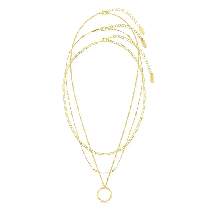 Open Circular Necklace with Three Rows of Gold