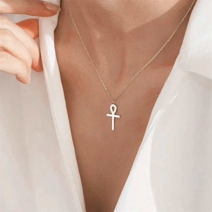 Necklace with Gold-Plated Ankh Pendant