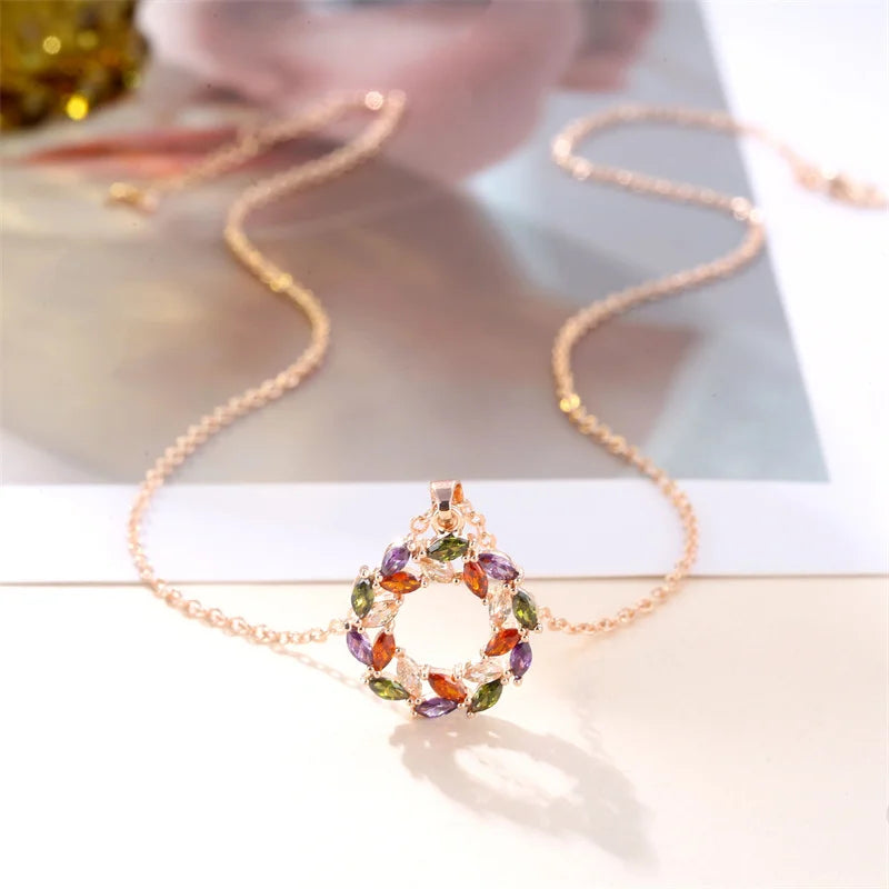 Necklace with a Radiant Rainbow Pendant