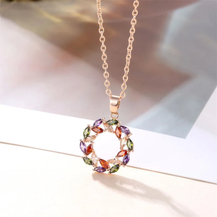 Necklace with a Radiant Rainbow Pendant