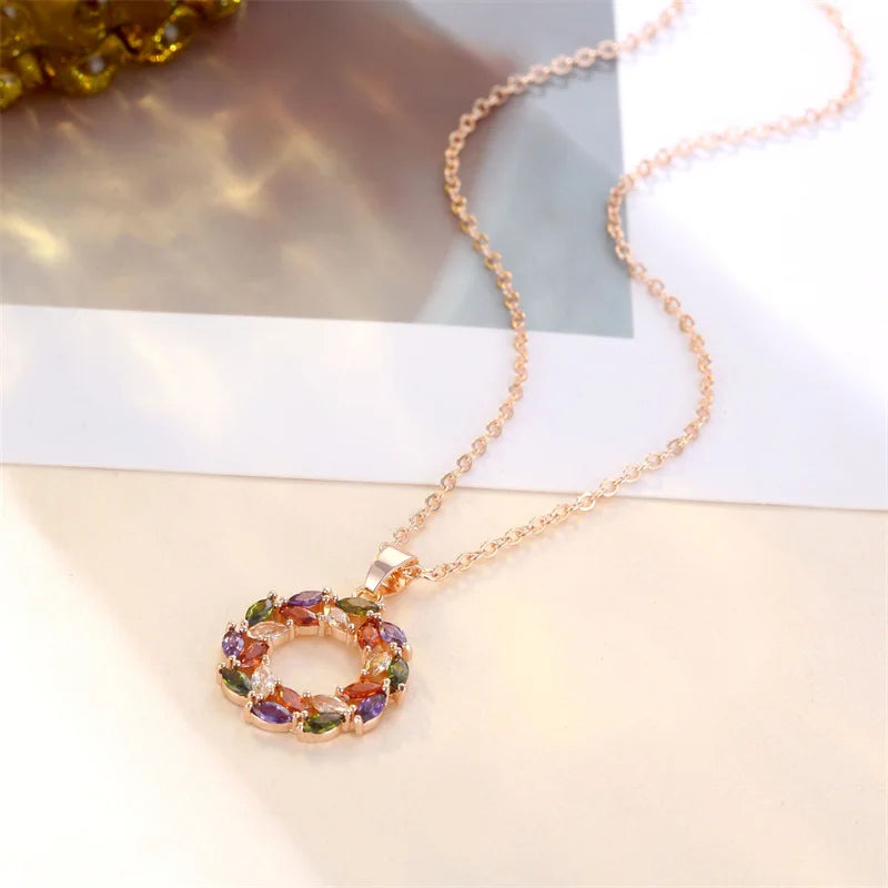 Necklace with a Shimmering Rainbow Pendant