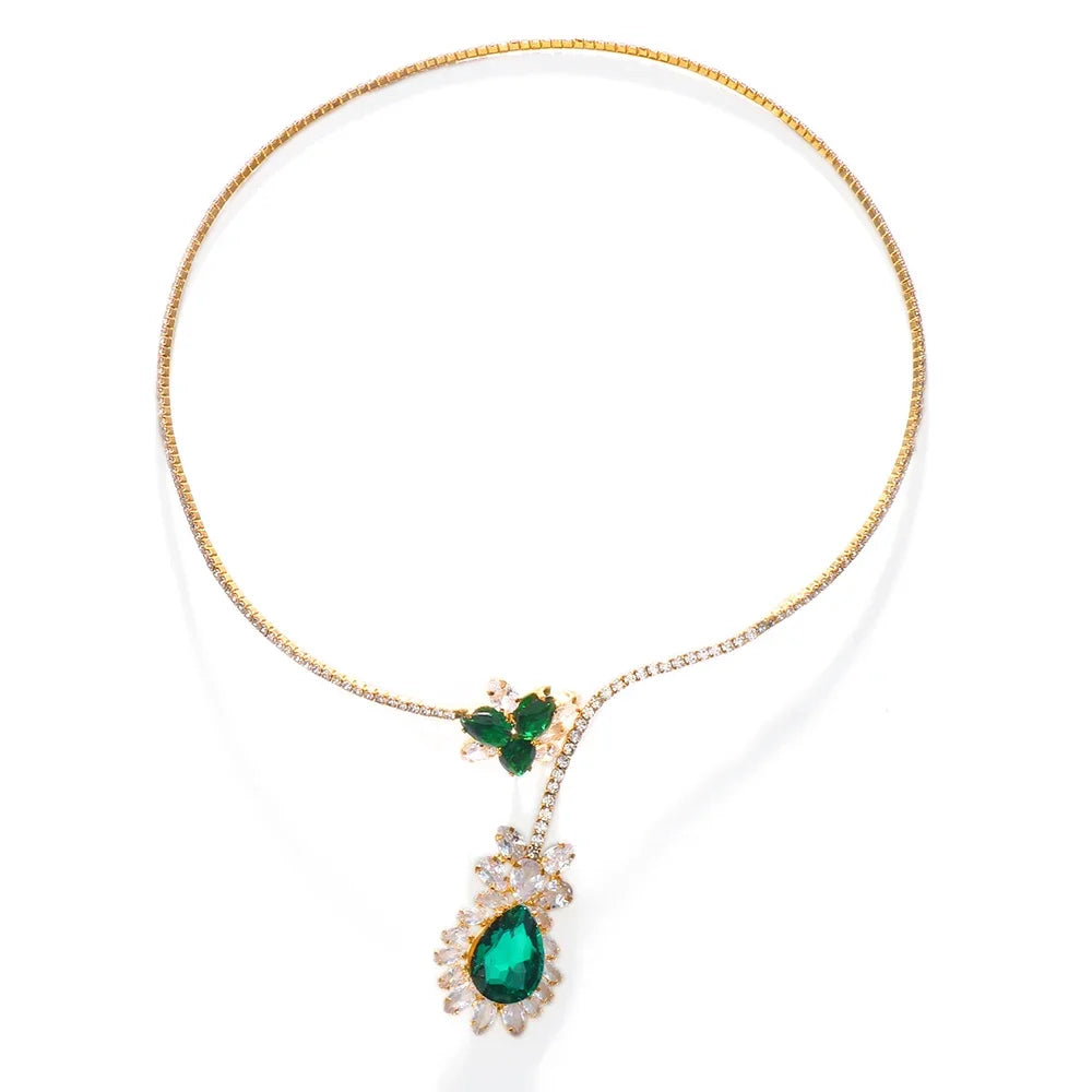 Vintage Necklace Flower from Emerald
