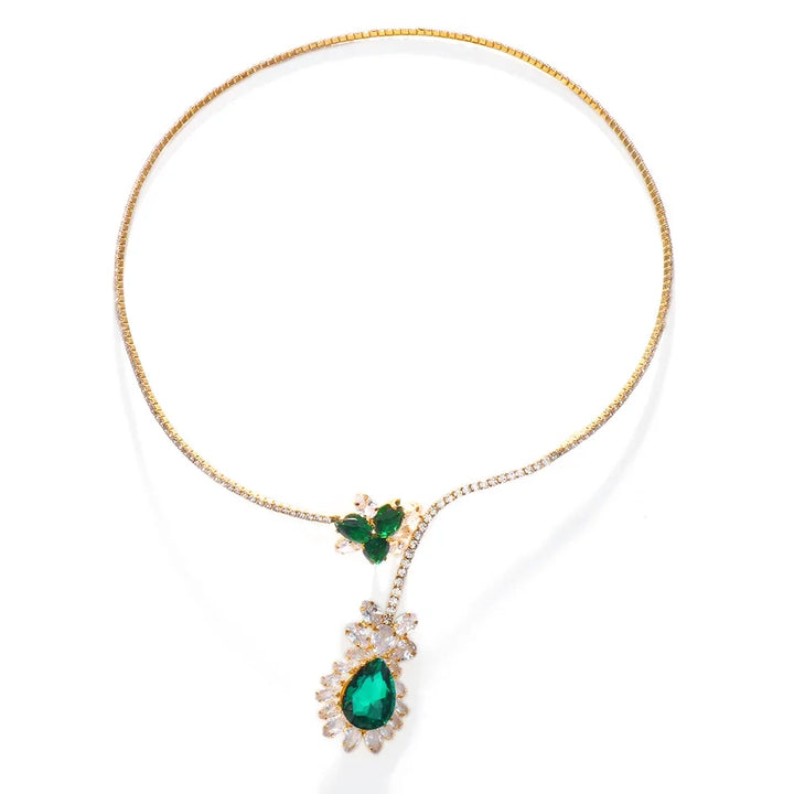 Vintage Necklace Flower from Emerald