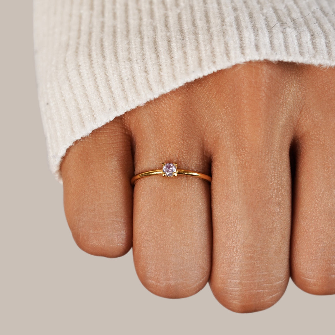 Gold Birthday Stone Rings