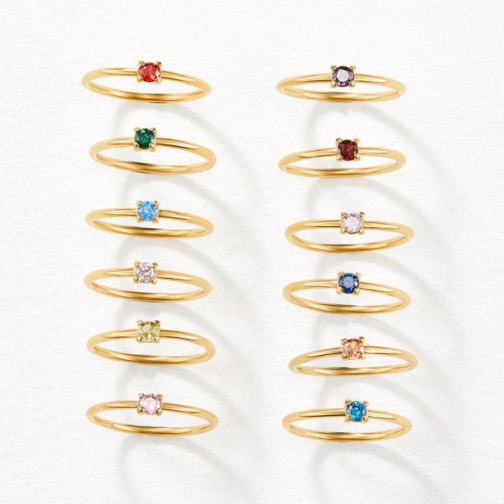 Gold Birthday Stone Rings
