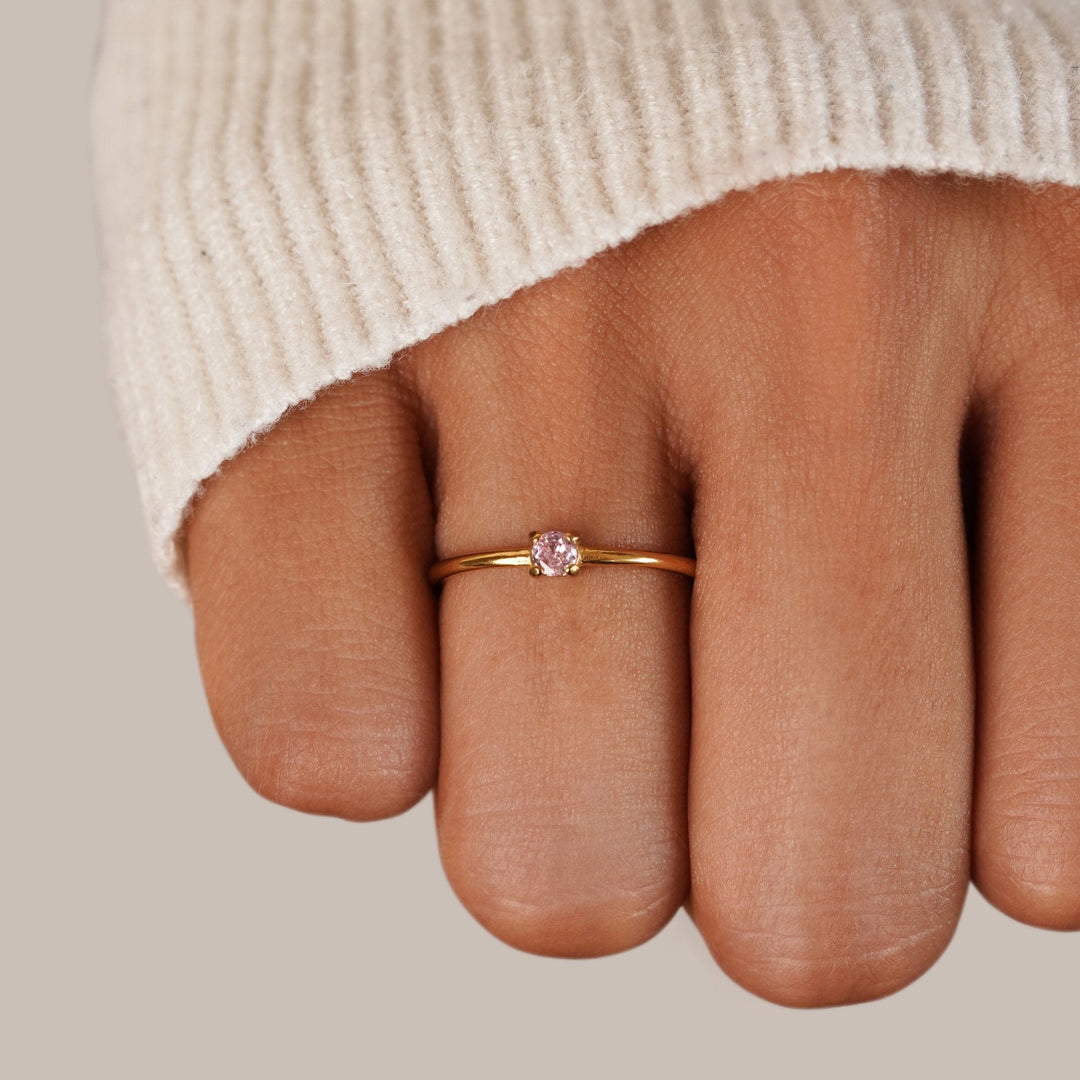 Gold Birthday Stone Rings