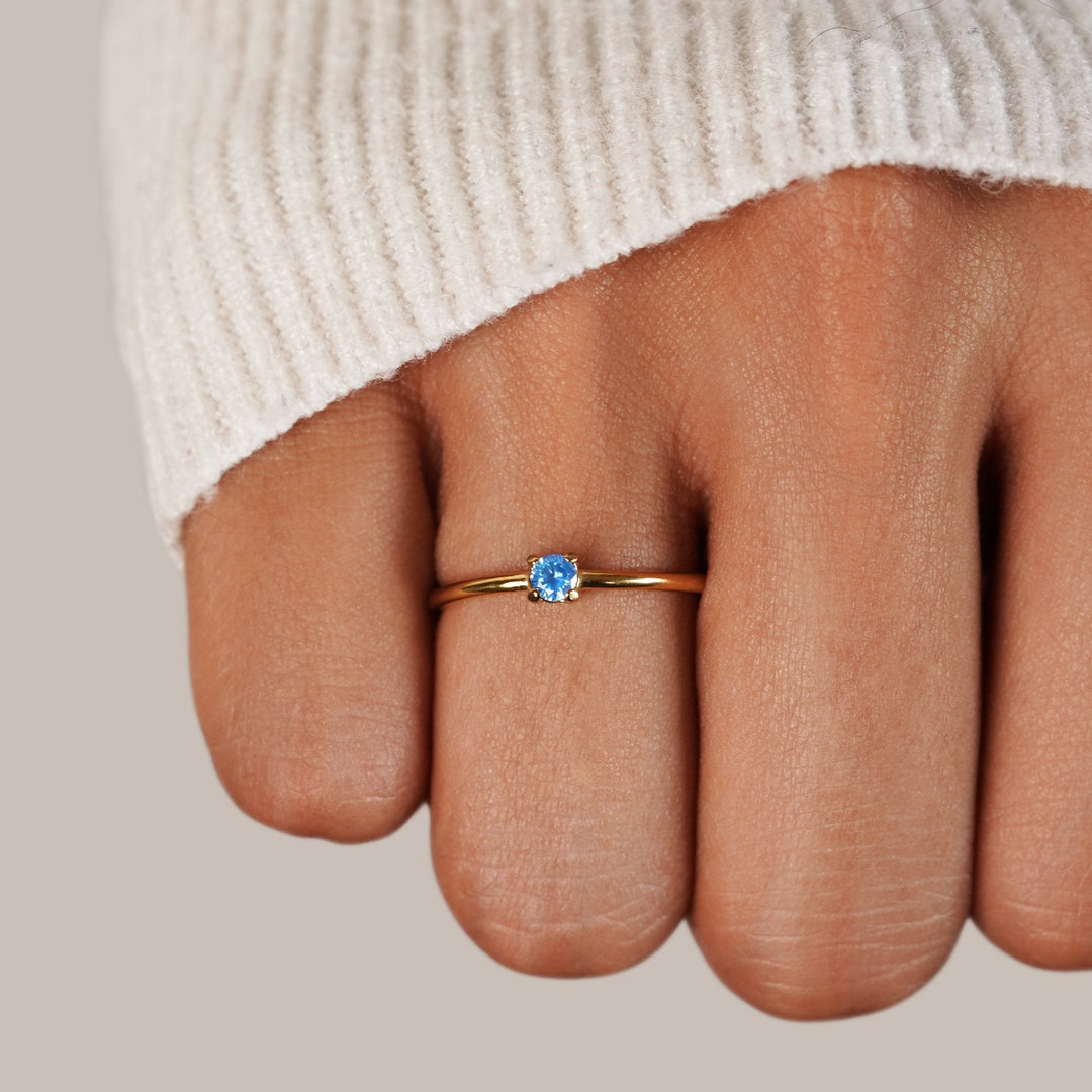 Gold Birthday Stone Rings