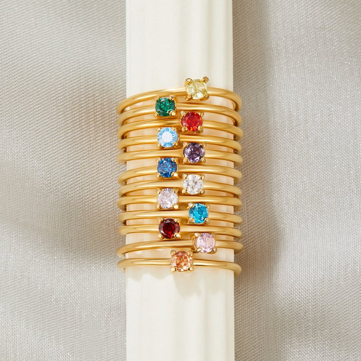 Gold Birthday Stone Rings