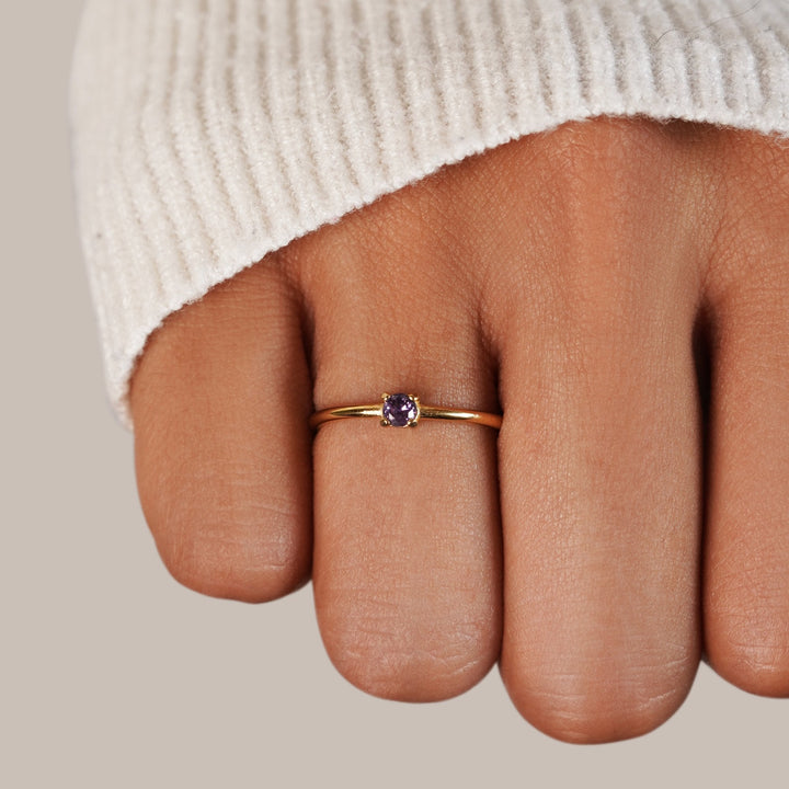 Gold Birthday Stone Rings