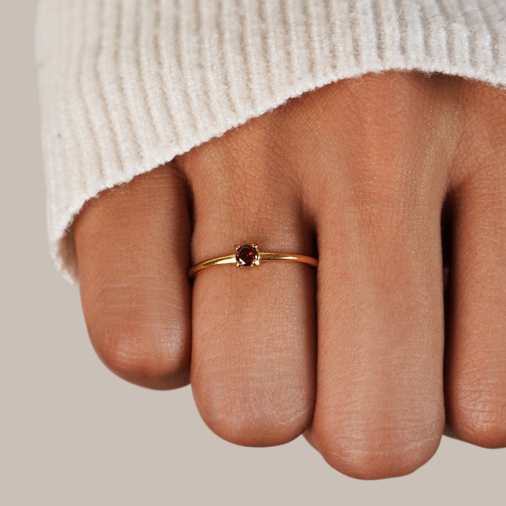 Gold Birthday Stone Rings