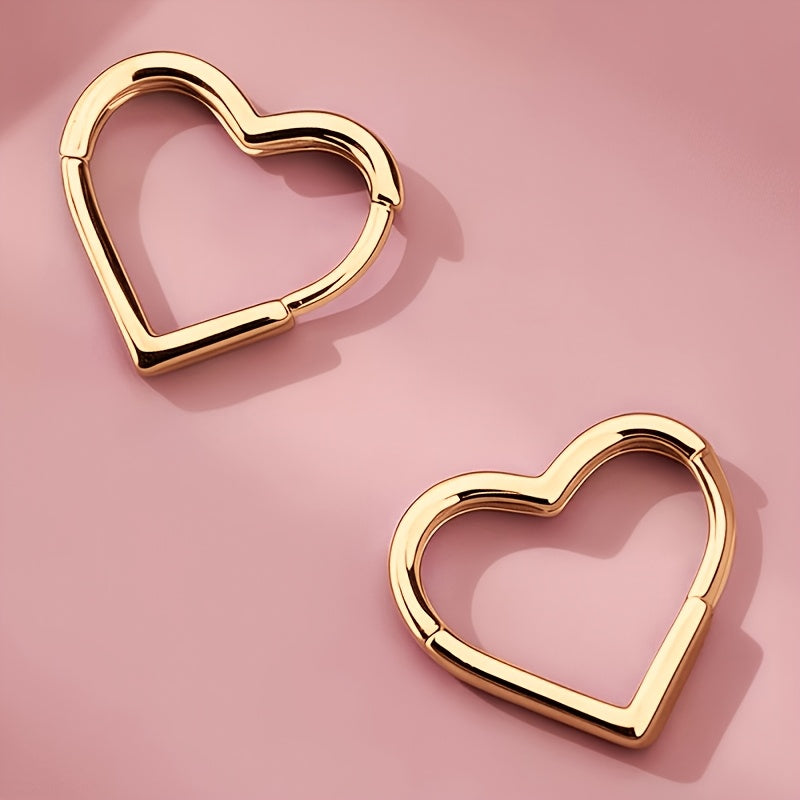 Heart-shaped stainless steel earrings in gold colour