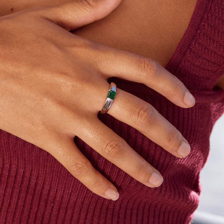 Ember Silver and Emerald Ring