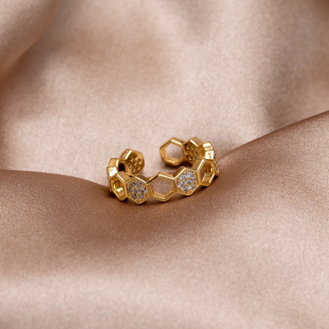 Bee - Gold and Crystal Ring