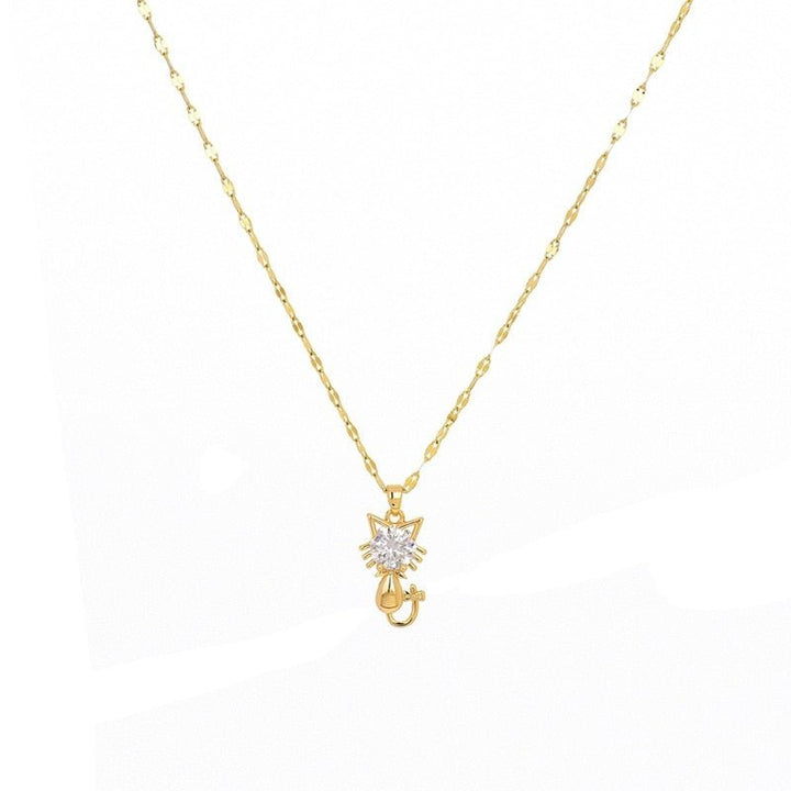 Gold-plated necklace for cats with zirconia