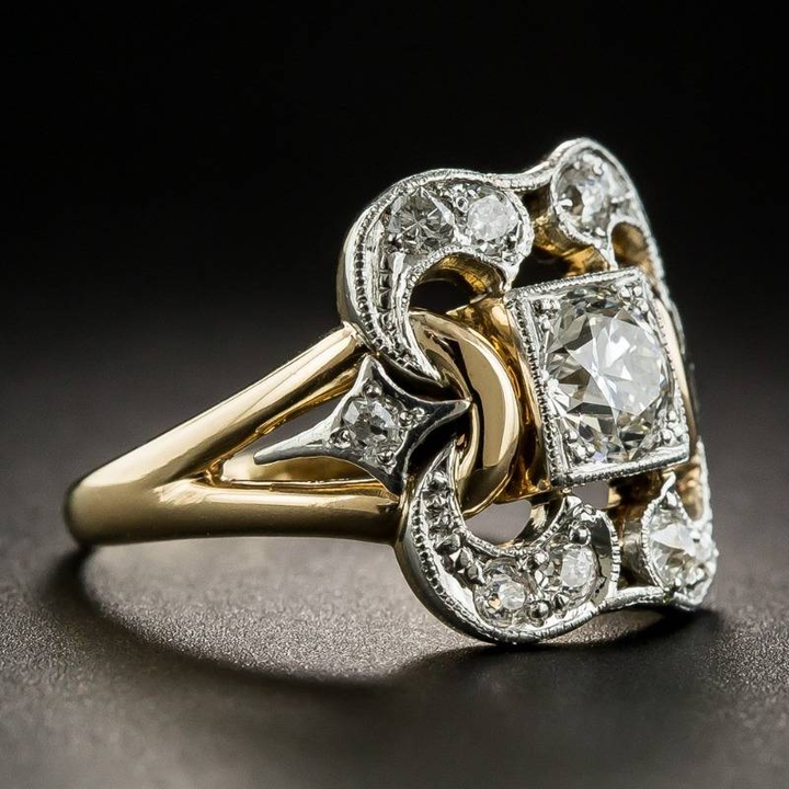 Gold Vintage Ring with Zirconia
