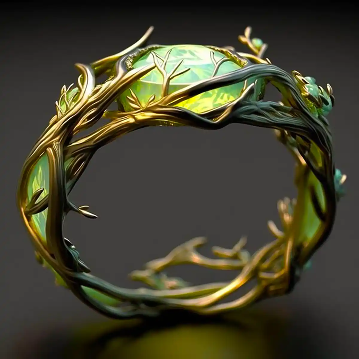 Ring made of natural green opal