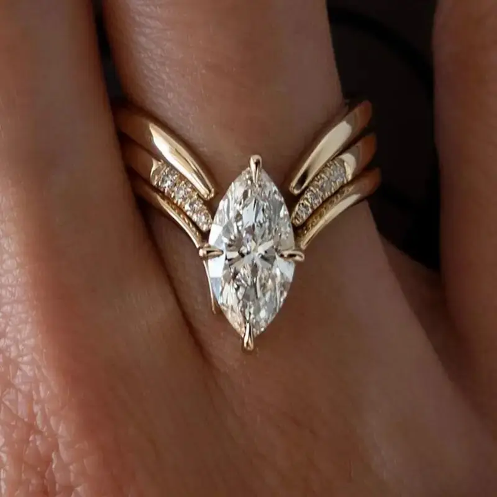 Gold Ring with Hanging Crown