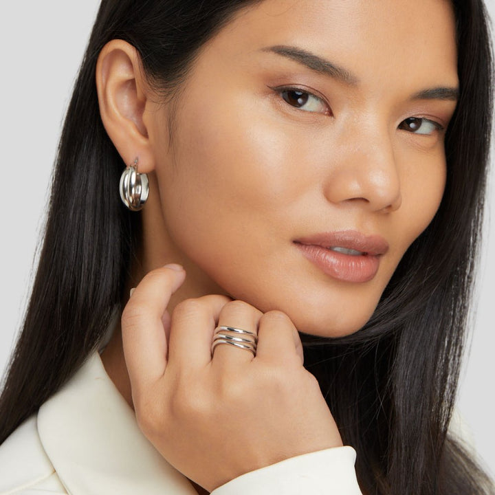 Kiya gelaagde silver ring