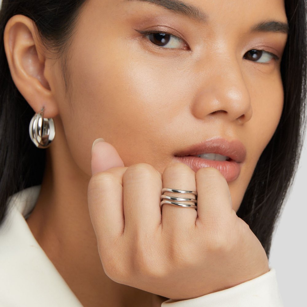 Kiya gelaagde silver ring