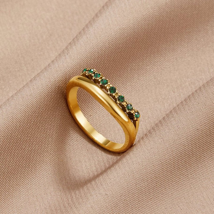 Mary - Emerald Green, Layered Ring