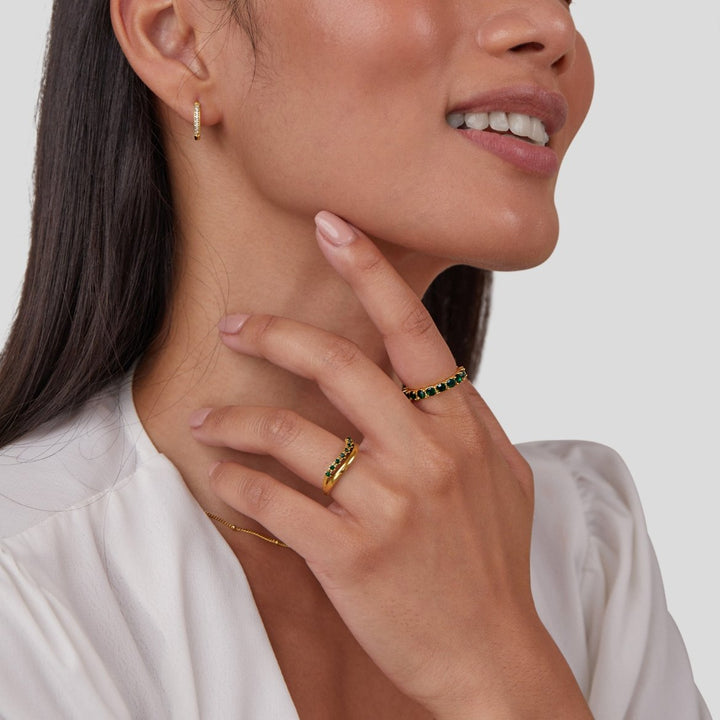 Mary - Emerald Green, Layered Ring
