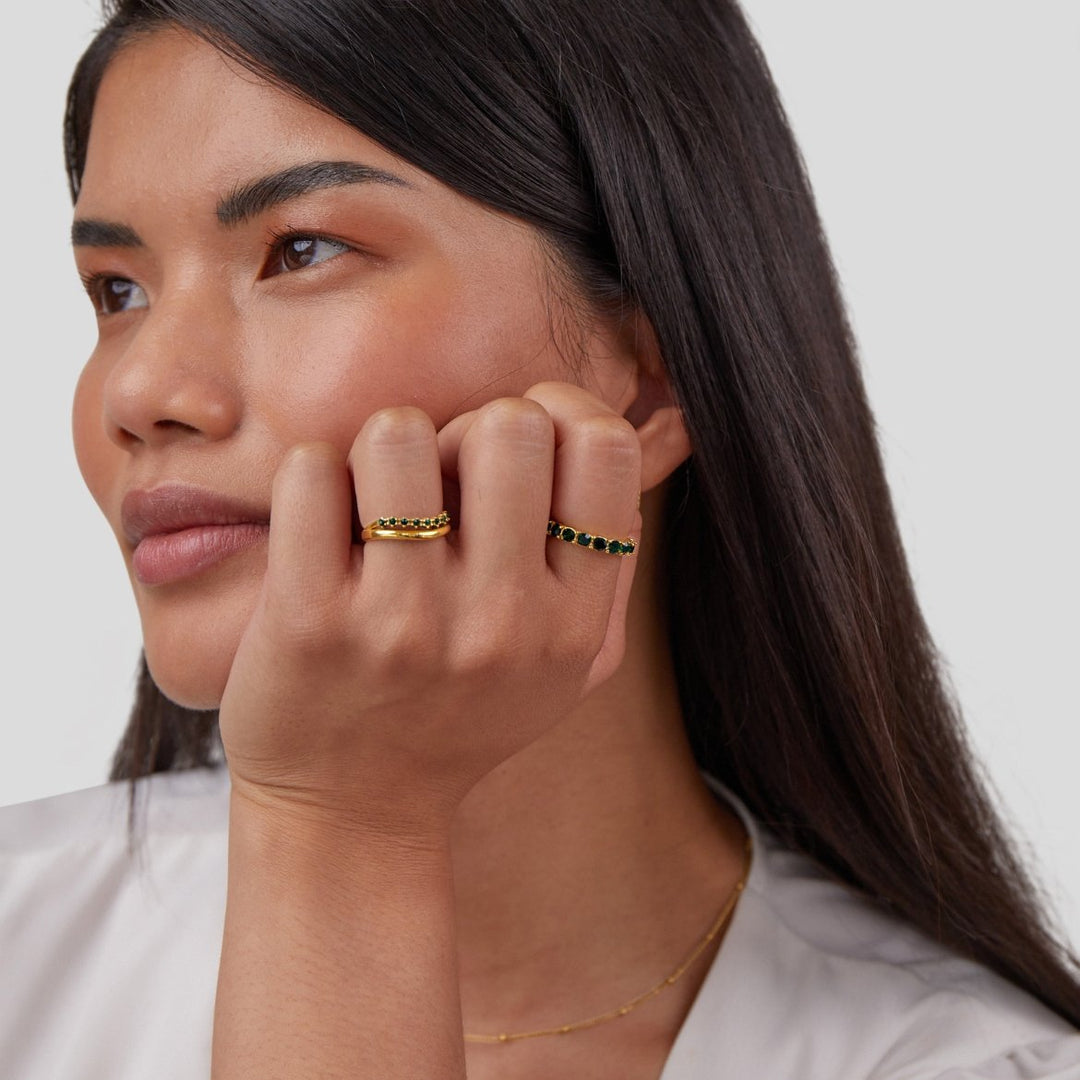 Mary - Emerald Green, Layered Ring