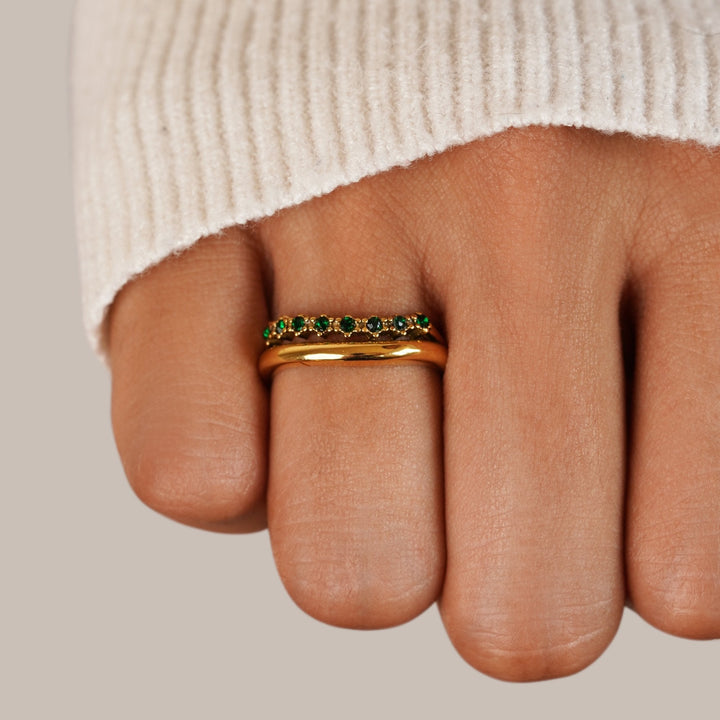 Mary - Emerald Green, Layered Ring