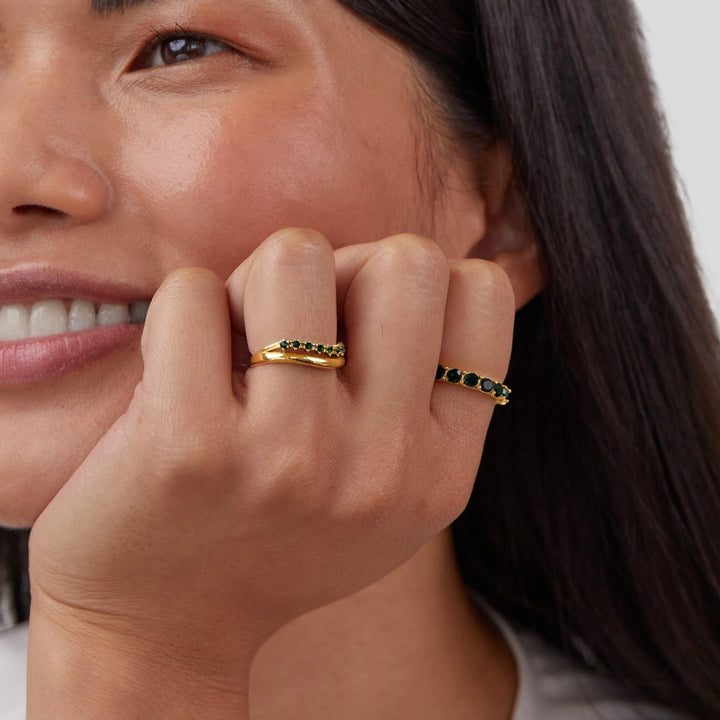 Mary - Emerald Green, Layered Ring