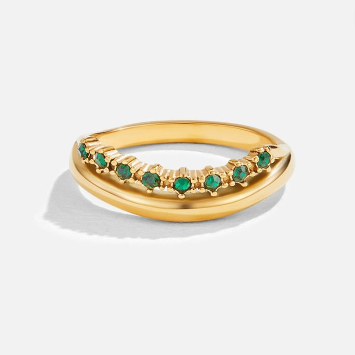 Mary - Emerald Green, Layered Ring