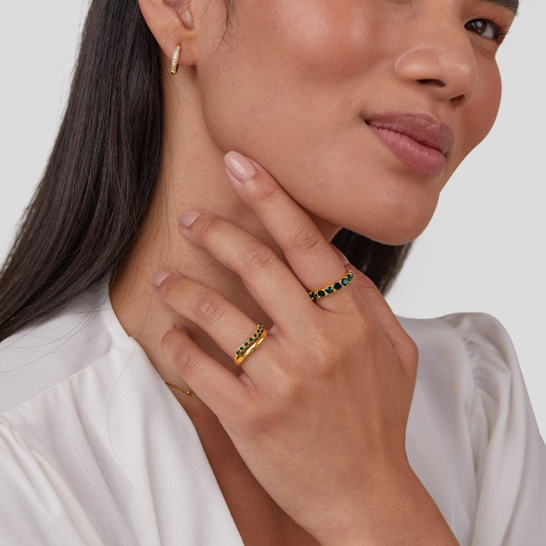 Mary - Emerald Green, Layered Ring