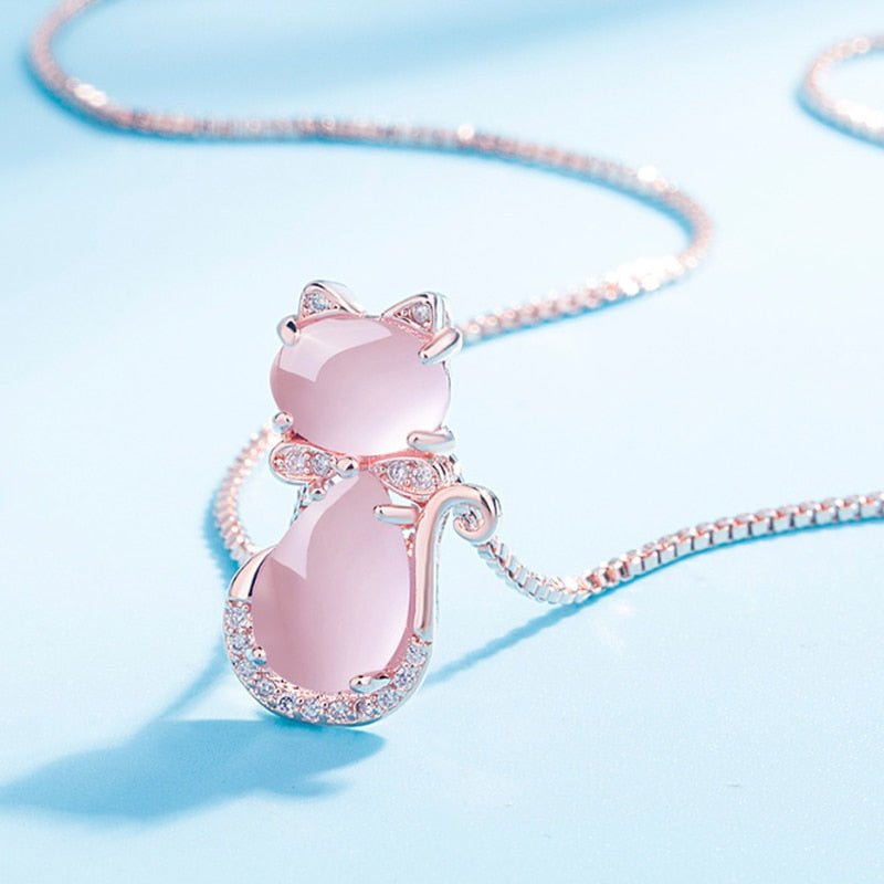 Pink Stone Necklace with Zircons